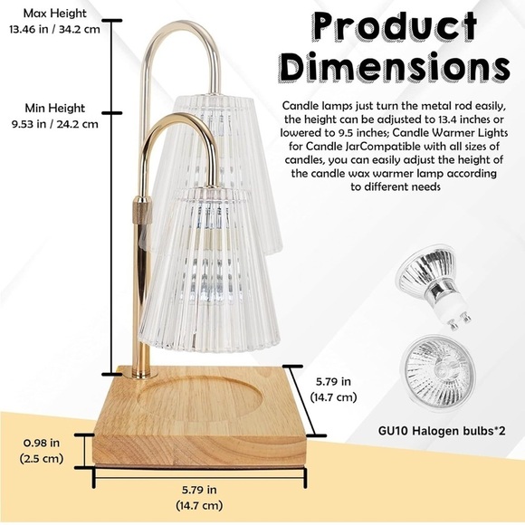 Candle Warmer Lamp Electric Timer Dimmer Adjustable Height Scented Wax Decor - Picture 2 of 15